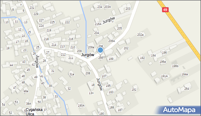 Jurgów, Jurgów, 200, mapa Jurgów