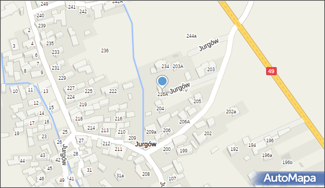Jurgów, Jurgów, 216A, mapa Jurgów