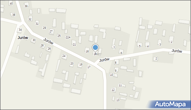 Jurów, Jurów, 16A, mapa Jurów