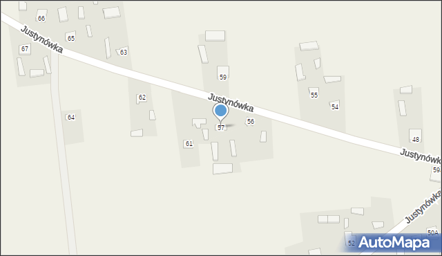 Justynówka, Justynówka, 57, mapa Justynówka