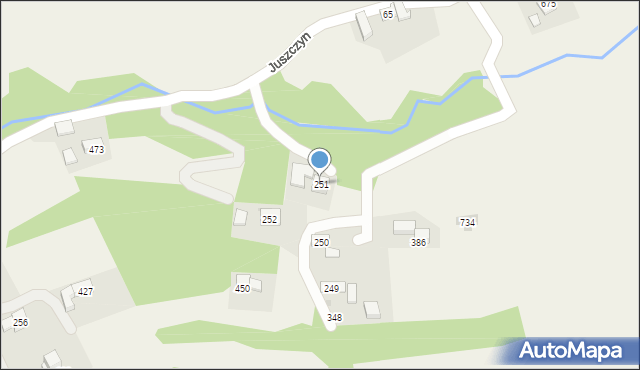 Juszczyn, Juszczyn, 251, mapa Juszczyn
