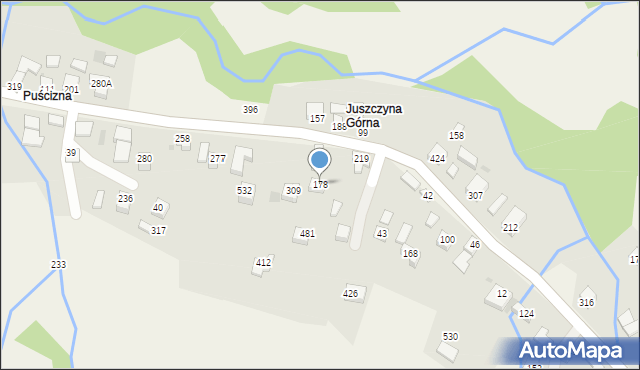 Juszczyna, Juszczyna, 178, mapa Juszczyna