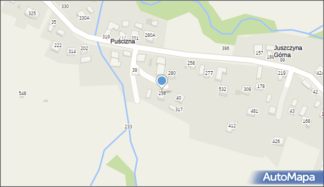 Juszczyna, Juszczyna, 236, mapa Juszczyna