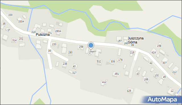 Juszczyna, Juszczyna, 277, mapa Juszczyna