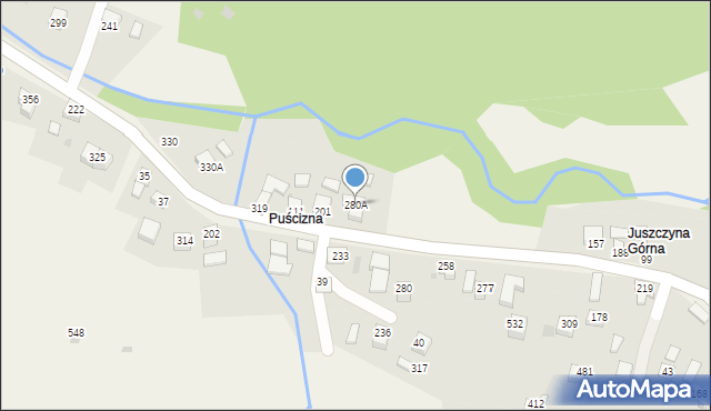 Juszczyna, Juszczyna, 280A, mapa Juszczyna