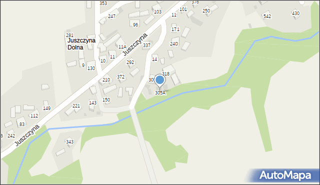 Juszczyna, Juszczyna, 305A, mapa Juszczyna