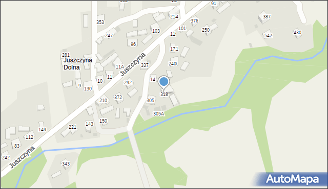 Juszczyna, Juszczyna, 318, mapa Juszczyna