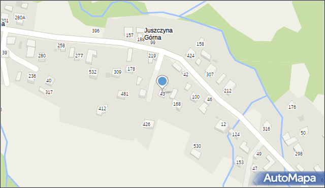 Juszczyna, Juszczyna, 43, mapa Juszczyna