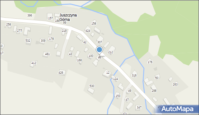 Juszczyna, Juszczyna, 46, mapa Juszczyna