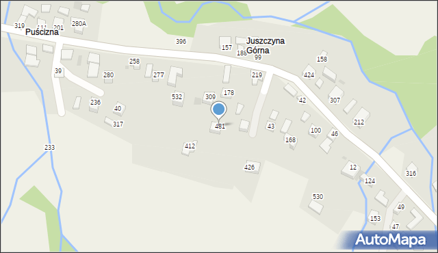 Juszczyna, Juszczyna, 481, mapa Juszczyna