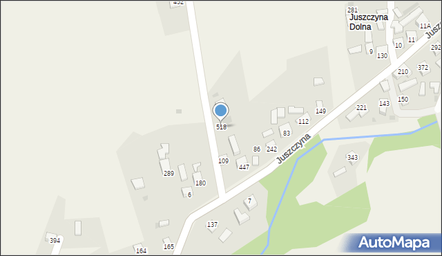 Juszczyna, Juszczyna, 518, mapa Juszczyna