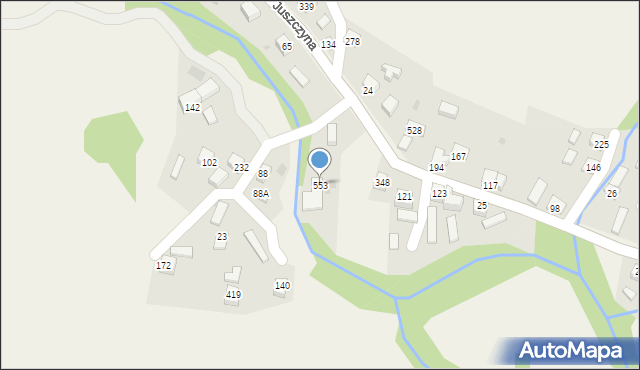 Juszczyna, Juszczyna, 553, mapa Juszczyna