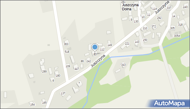Juszczyna, Juszczyna, 83, mapa Juszczyna