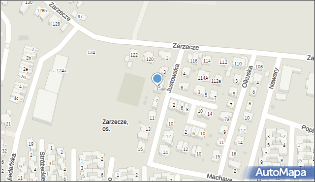 Kraków, Justowska, 5a, mapa Krakowa