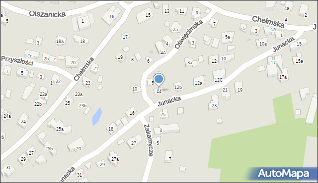 Kraków, Junacka, 14, mapa Krakowa