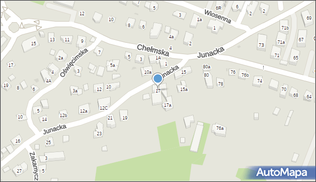 Kraków, Junacka, 17, mapa Krakowa