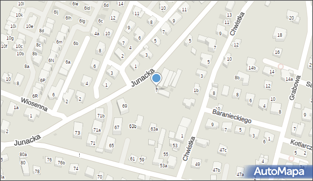 Kraków, Junacka, 7, mapa Krakowa