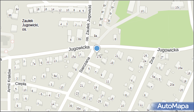 Kraków, Jugowicka, 17b, mapa Krakowa