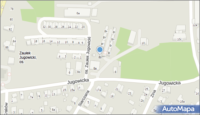 Kraków, Jugowicka, 8b, mapa Krakowa