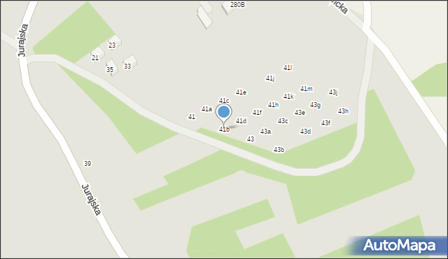 Kraków, Jurajska, 41b, mapa Krakowa