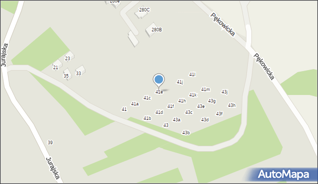 Kraków, Jurajska, 41e, mapa Krakowa