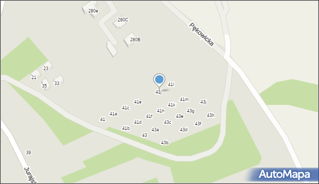 Kraków, Jurajska, 41j, mapa Krakowa