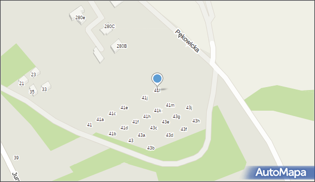 Kraków, Jurajska, 41l, mapa Krakowa