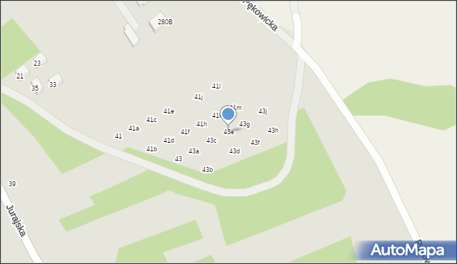 Kraków, Jurajska, 43e, mapa Krakowa