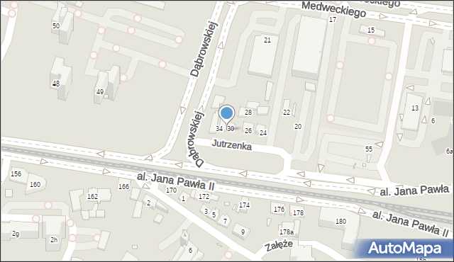 Kraków, Jutrzenka, 30a, mapa Krakowa