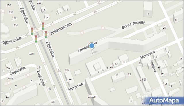 Łódź, Julianowska, 1, mapa Łodzi