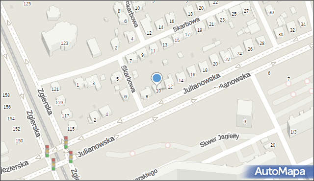 Łódź, Julianowska, 10A, mapa Łodzi