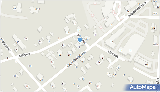 Łódź, Jugosłowiańska, 8a, mapa Łodzi