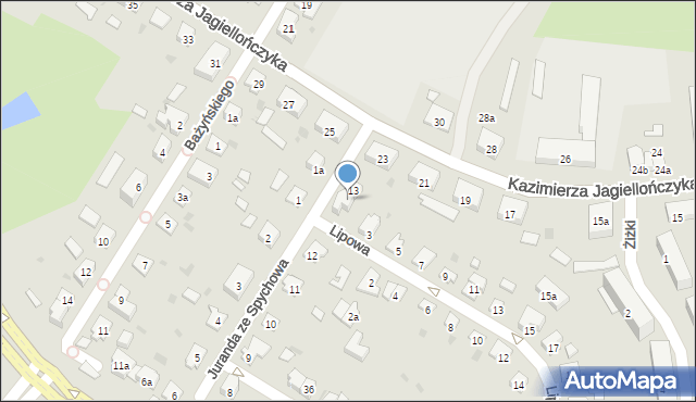 Olsztyn, Juranda ze Spychowa, 13a, mapa Olsztyna