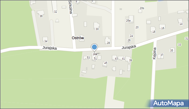 Ostrów, Jurajska, 14a, mapa Ostrów