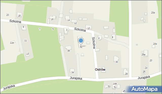 Ostrów, Jurajska, 32, mapa Ostrów