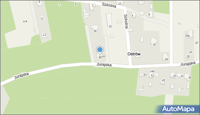 Ostrów, Jurajska, 34, mapa Ostrów