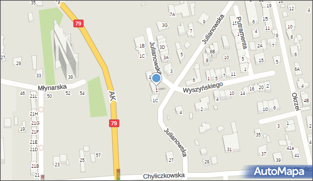 Piaseczno, Julianowska, 1, mapa Piaseczno