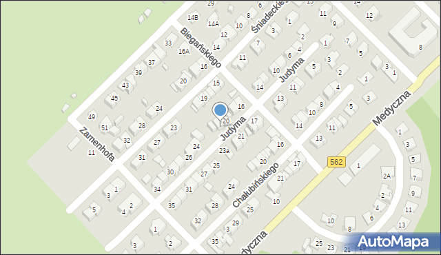 Płock, Judyma, dr., 22, mapa Płock