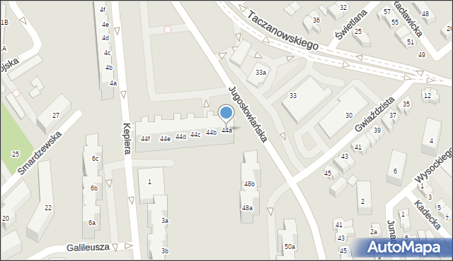 Poznań, Jugosłowiańska, 44a, mapa Poznania