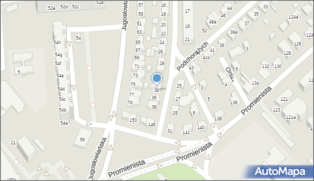 Poznań, Junacka, 34, mapa Poznania