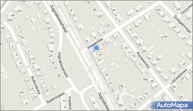 Poznań, Jugosłowiańska, 15b, mapa Poznania