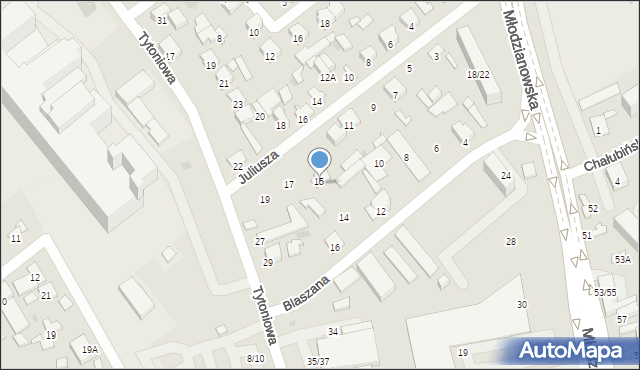 Radom, Juliusza, 15, mapa Radomia