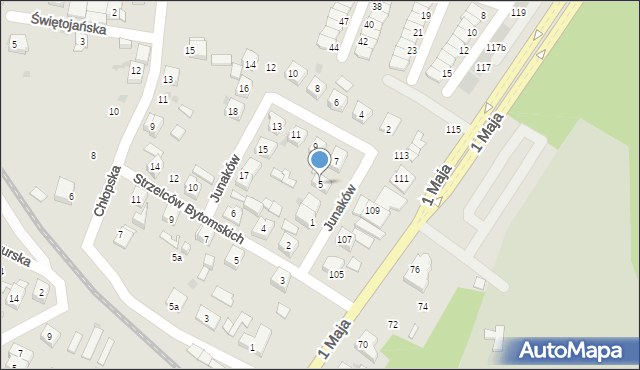 Ruda Śląska, Junaków, 5, mapa Rudy Śląskiej