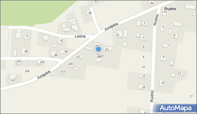 Rudno, Jurajska, 105, mapa Rudno
