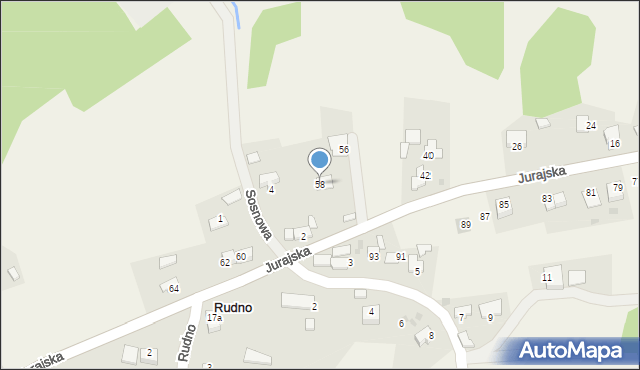 Rudno, Jurajska, 58, mapa Rudno