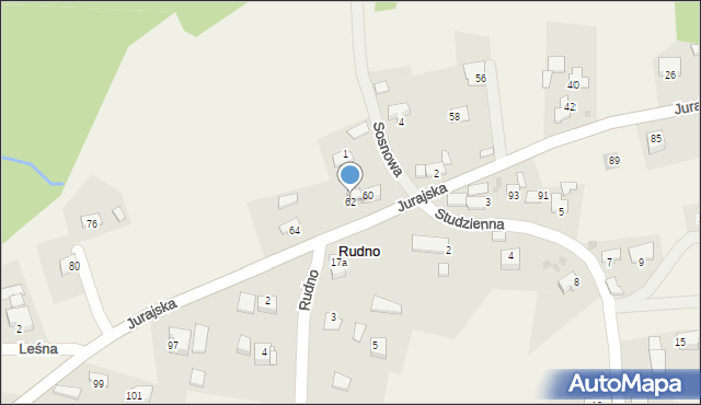 Rudno, Jurajska, 62, mapa Rudno