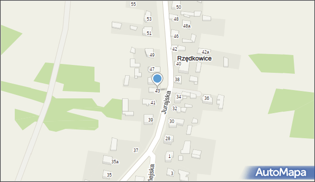 Rzędkowice, Jurajska, 43, mapa Rzędkowice