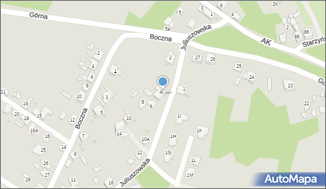 Sosnowiec, Juliuszowska, 4A, mapa Sosnowca