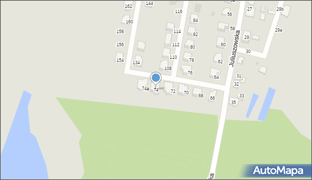 Sosnowiec, Juliuszowska, 74, mapa Sosnowca