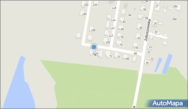 Sosnowiec, Juliuszowska, 74a, mapa Sosnowca
